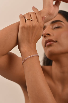 5 Carat Natural Pink Sapphire & Lab Grown Diamond Three Row Alternate Tennis Bracelet - Evara Jewelry LLC