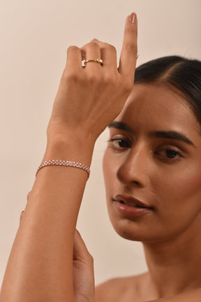 5 Carat Natural Pink Sapphire & Lab Grown Diamond Three Row Alternate Tennis Bracelet - Evara Jewelry LLC