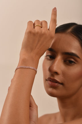 5 Carat Natural Pink Sapphire & Lab Grown Diamond Three Row Alternate Tennis Bracelet - Evara Jewelry LLC