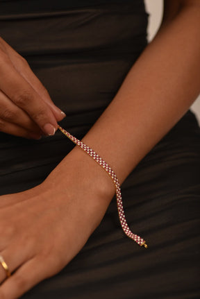 5 Carat Natural Ruby & Diamond Alternate Three Row Tennis Bracelet - Evara Jewelry LLC