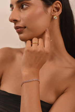 5 Carat Natural Ruby & Diamond Alternate Three Row Tennis Bracelet - Evara Jewelry LLC