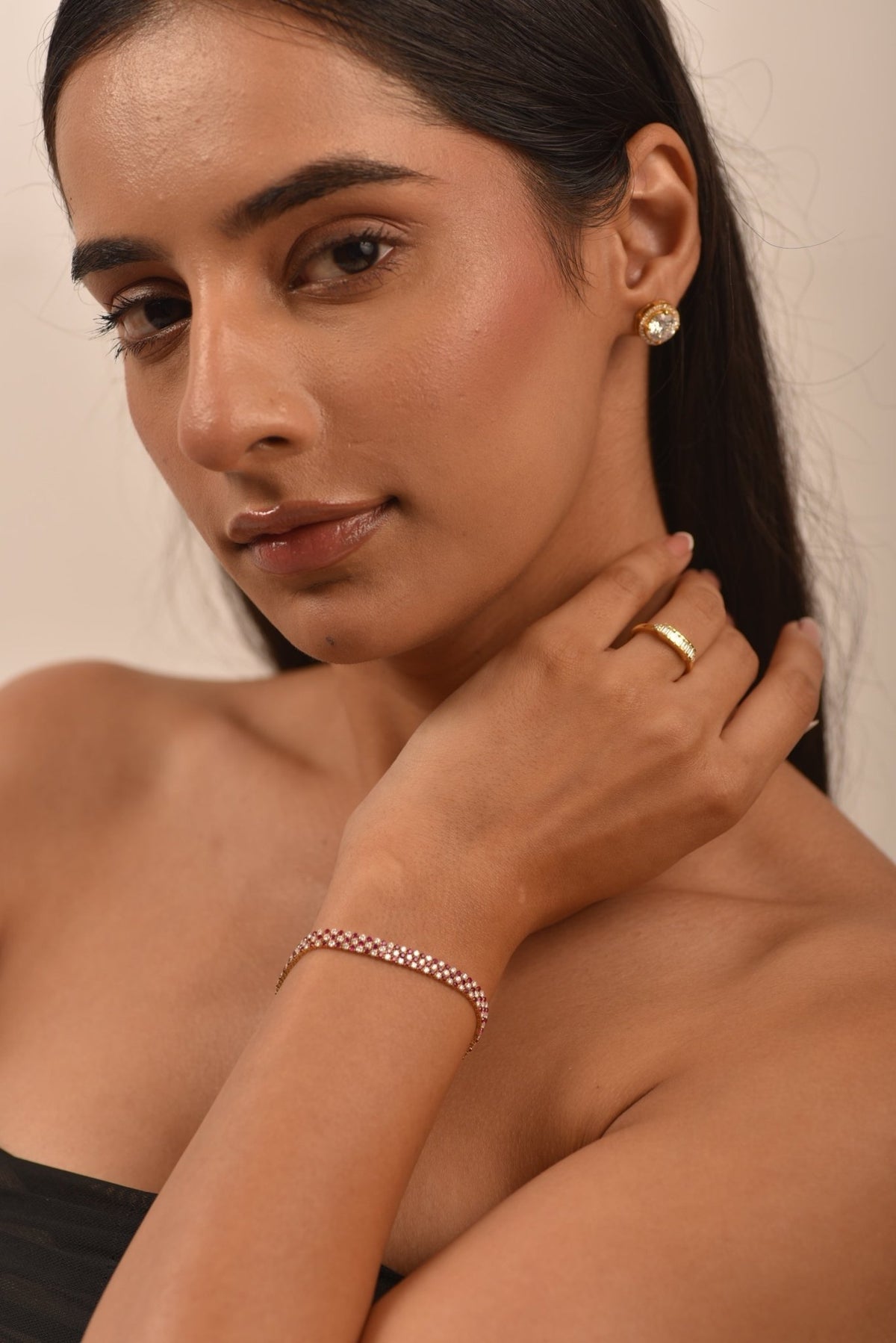 5 Carat Natural Ruby & Diamond Alternate Three Row Tennis Bracelet - Evara Jewelry LLC