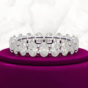 5 Carat Oval Cut Diamond Minimalist Eternity Wedding Band - Evara Jewelry LLC