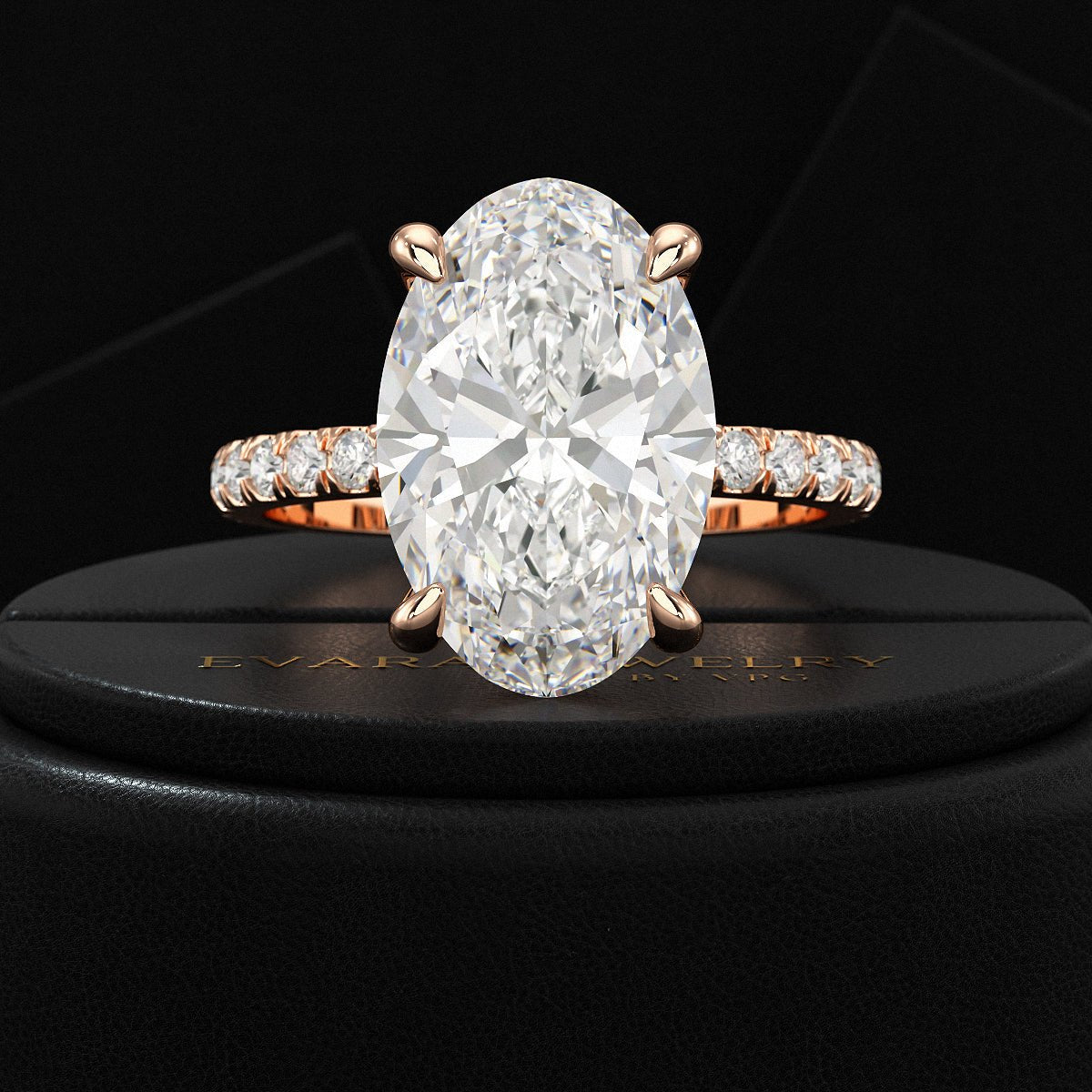 5 Carat Oval Cut Diamond Wedding Ring - Evara Jewelry LLC