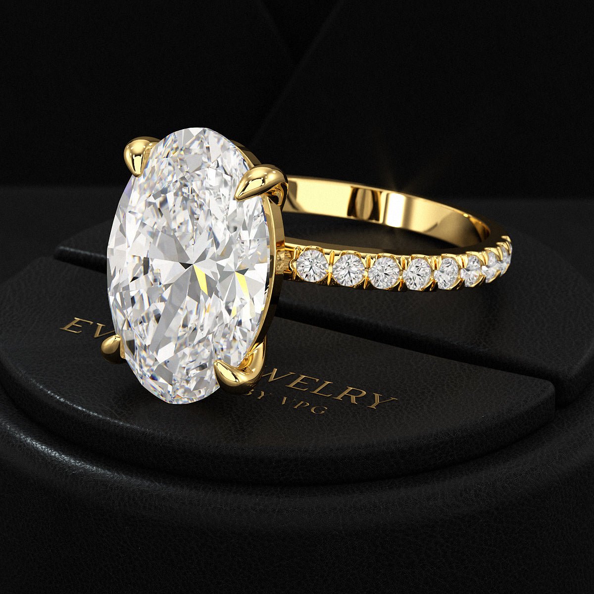 5 Carat Oval Cut Diamond Wedding Ring - Evara Jewelry LLC