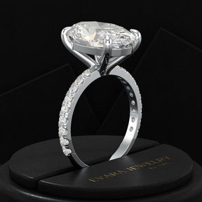 5 Carat Oval Cut Diamond Wedding Ring - Evara Jewelry LLC