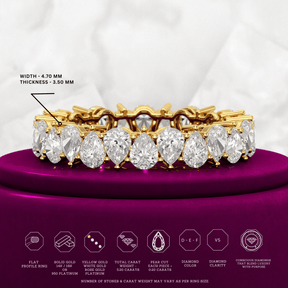 5 Carat Pear Cut Diamond Eternity Band - Evara Jewelry LLC
