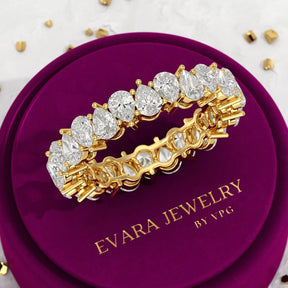 5 Carat Pear Cut Diamond Eternity Band - Evara Jewelry LLC