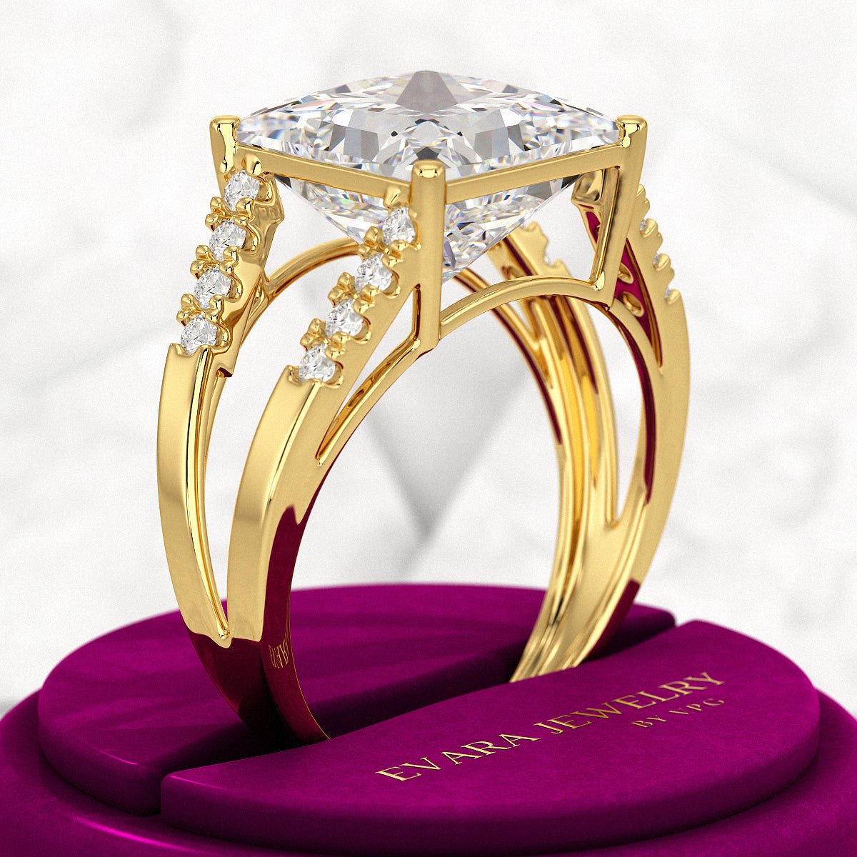 5 Carat Princess Cut Lab Grown Diamond Wedding Ring - Evara Jewelry LLC