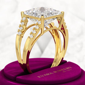 5 Carat Princess Cut Lab Grown Diamond Wedding Ring - Evara Jewelry LLC