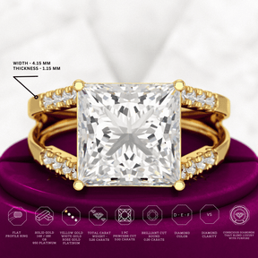 5 Carat Princess Cut Lab Grown Diamond Wedding Ring - Evara Jewelry LLC