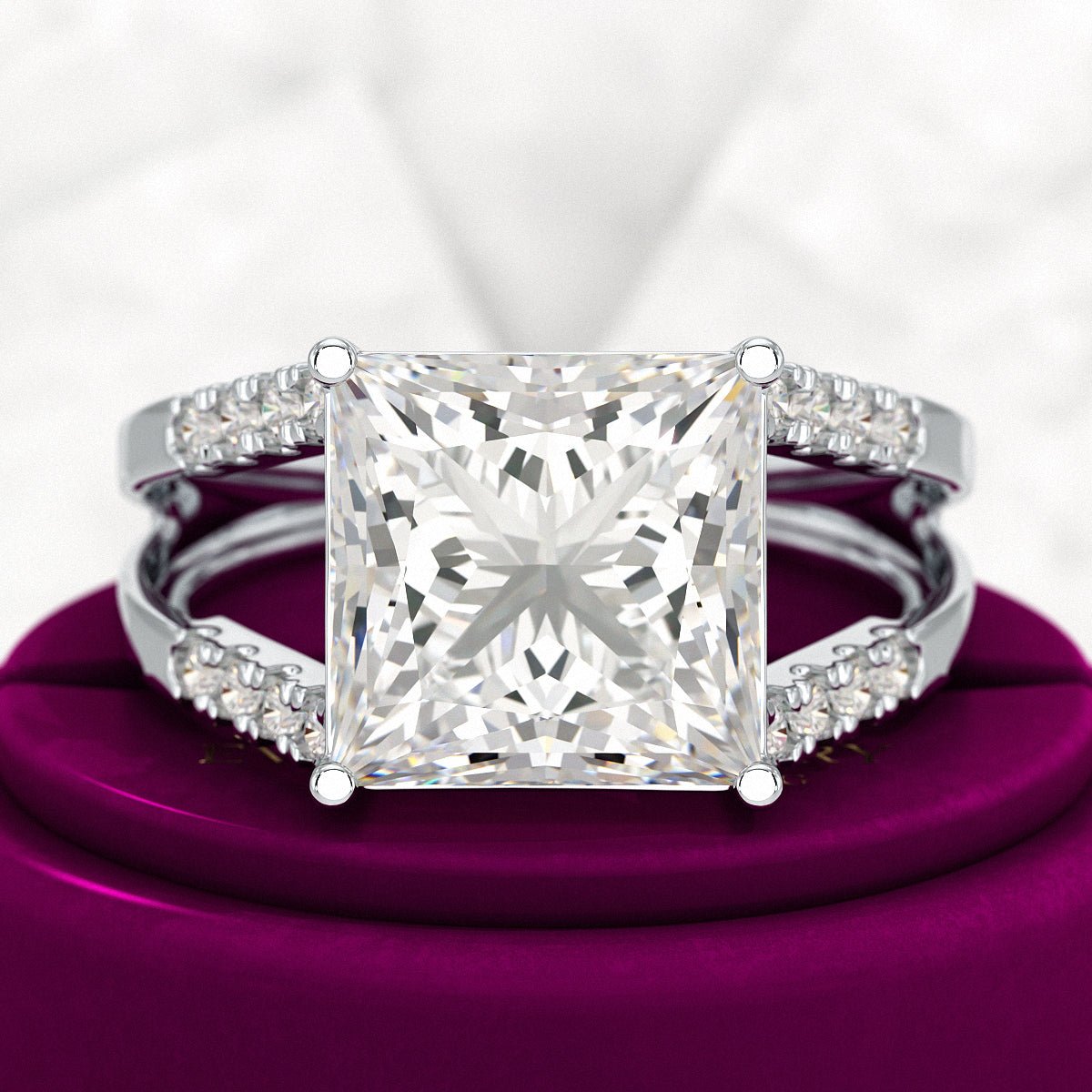 5 Carat Princess Cut Lab Grown Diamond Wedding Ring - Evara Jewelry LLC