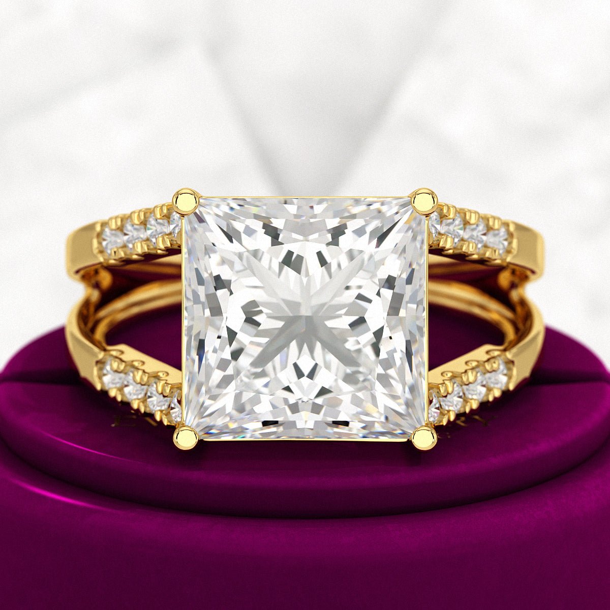5 Carat Princess Cut Lab Grown Diamond Wedding Ring - Evara Jewelry LLC