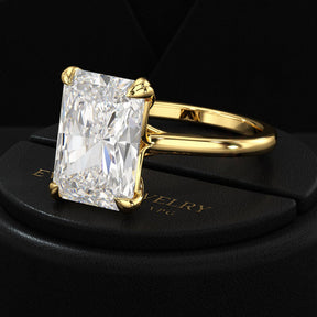 5 Carat Radiant Cut Diamond Solitaire Engagement Ring with Plain Band - Evara Jewelry LLC