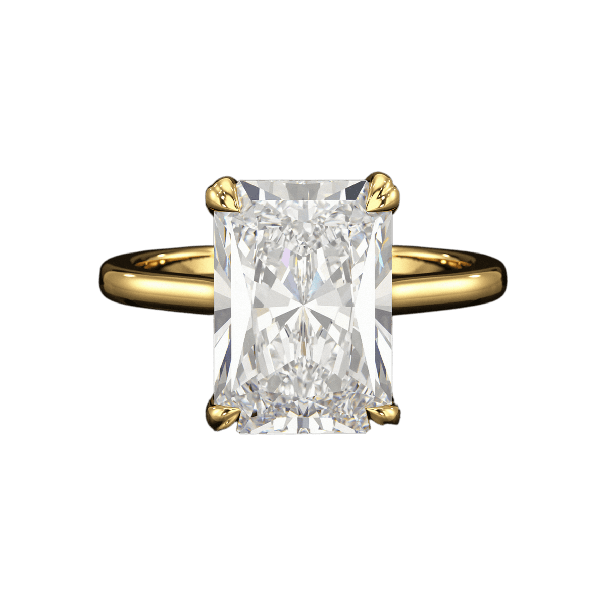 5 Carat Radiant Cut Diamond Solitaire Engagement Ring with Plain Band - Evara Jewelry LLC