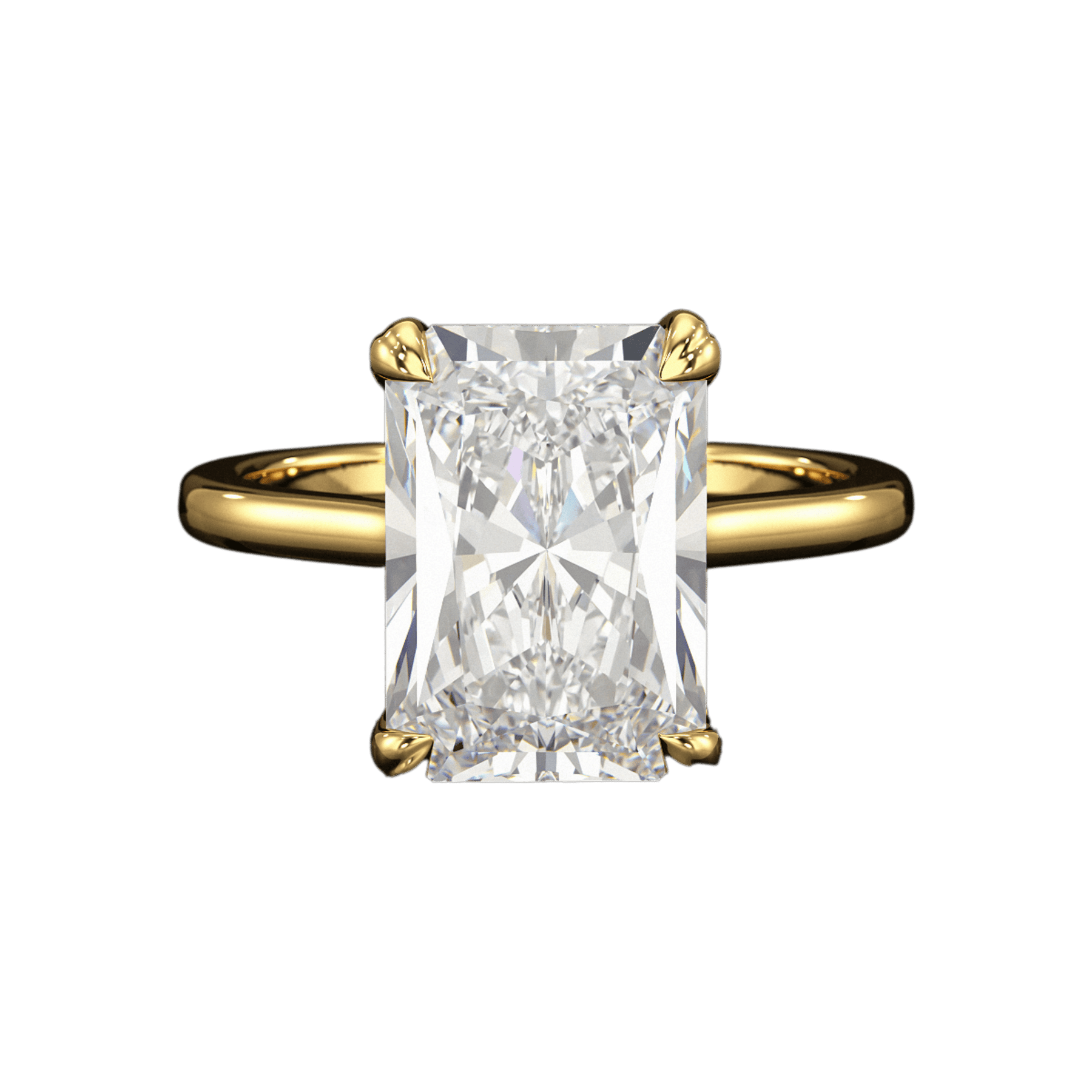 5 Carat Radiant Cut Diamond Solitaire Engagement Ring with Plain Band - Evara Jewelry LLC