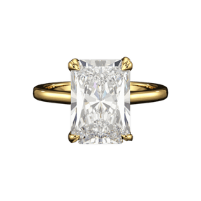 5 Carat Radiant Cut Diamond Solitaire Engagement Ring with Plain Band - Evara Jewelry LLC