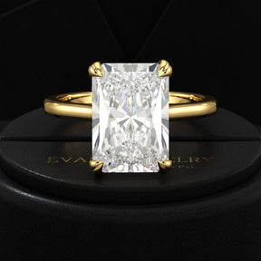 5 Carat Radiant Cut Diamond Solitaire Engagement Ring with Plain Band - Evara Jewelry LLC