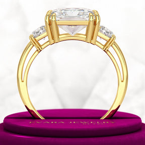 5 Carat Radiant Cut Three Stone Lab Grown Diamond V Prong Engagement Ring - Evara Jewelry LLC
