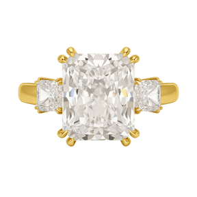 5 Carat Radiant Cut Three Stone Lab Grown Diamond V Prong Engagement Ring - Evara Jewelry LLC