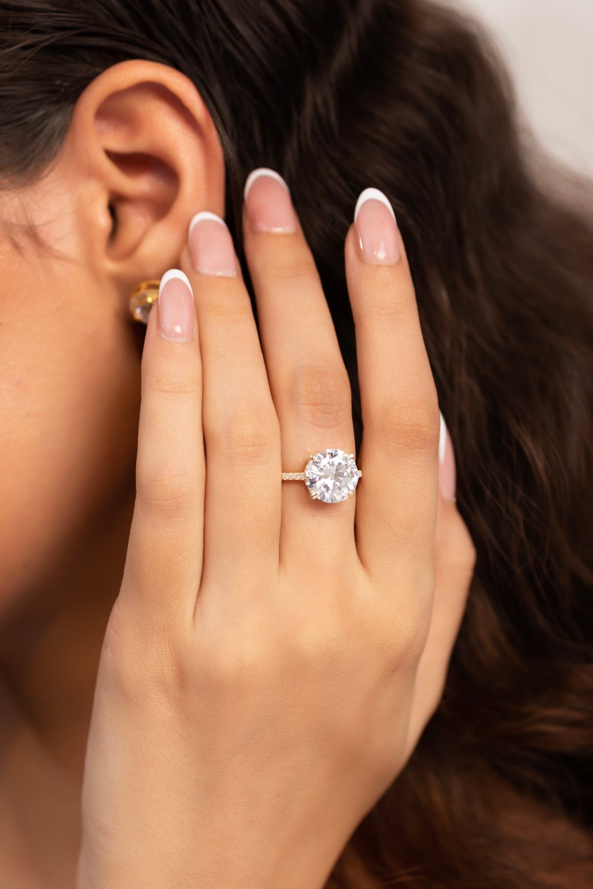 5 Carat Round Cut Diamond Thin French Pave Engagement Ring - Evara Jewelry LLC