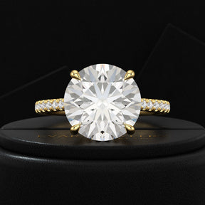 5 Carat Round Cut Diamond Thin French Pave Engagement Ring - Evara Jewelry LLC