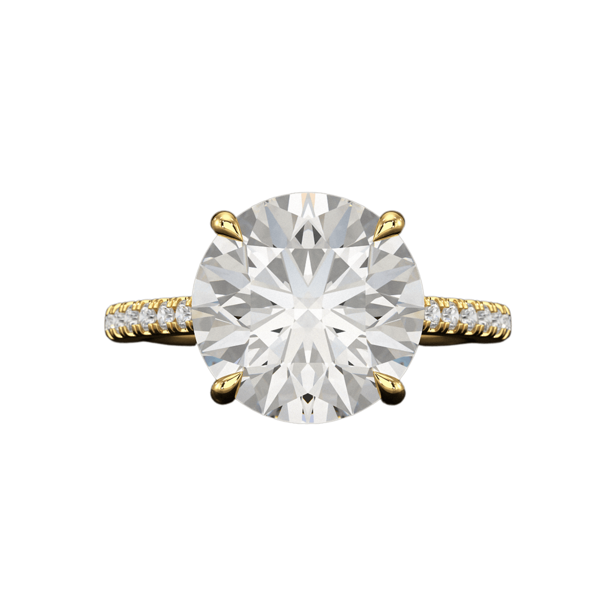 5 Carat Round Cut Diamond Thin French Pave Engagement Ring - Evara Jewelry LLC