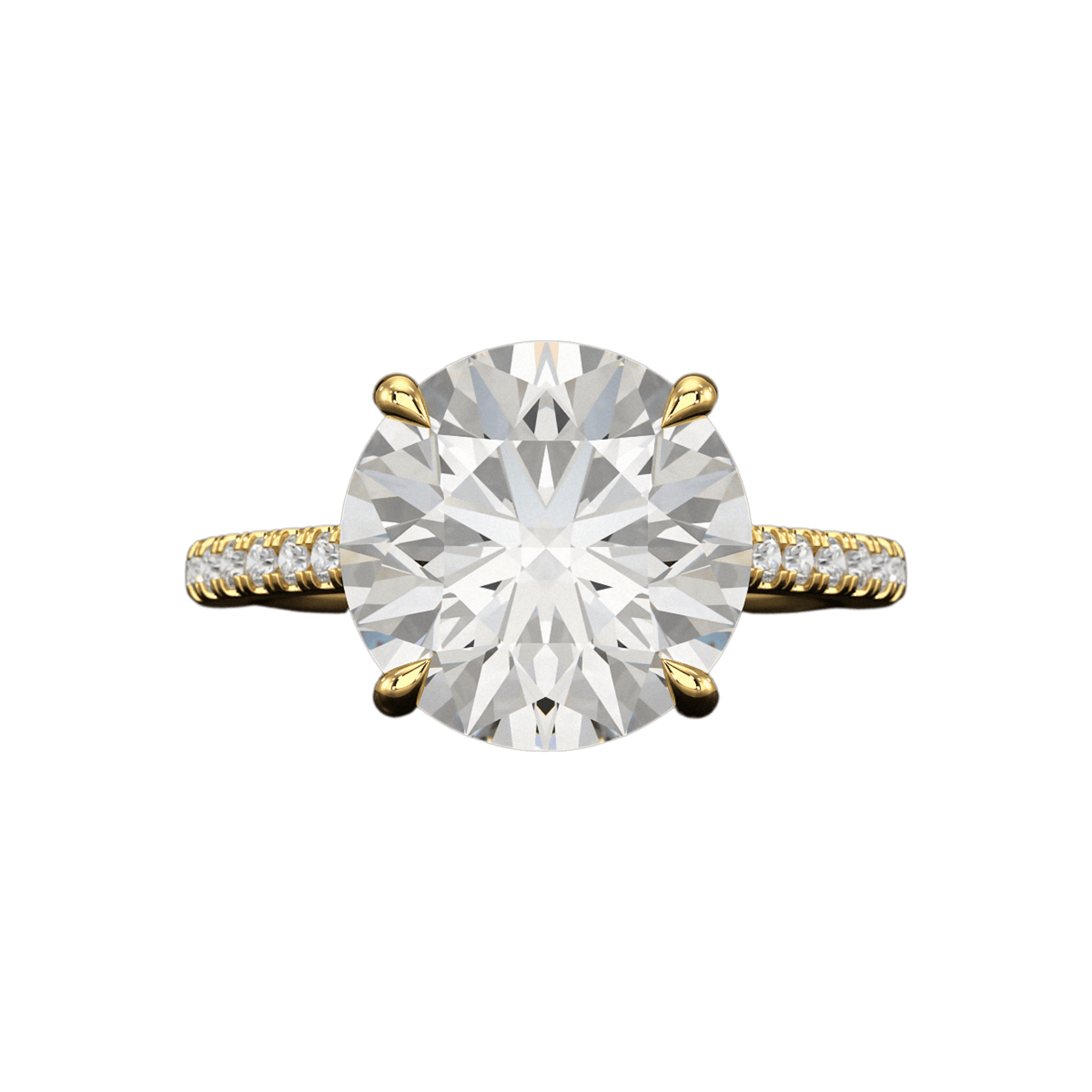 5 Carat Round Cut Diamond Thin French Pave Engagement Ring - Evara Jewelry LLC