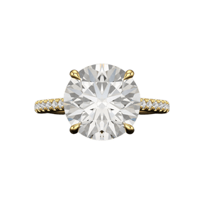 5 Carat Round Cut Diamond Thin French Pave Engagement Ring - Evara Jewelry LLC