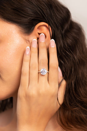 5 Carat Round Cut Diamond Thin French Pave Engagement Ring - Evara Jewelry LLC