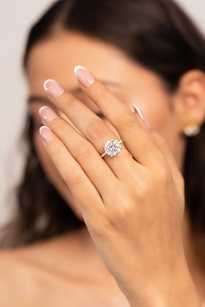 5 Carat Round Cut Diamond Thin French Pave Engagement Ring - Evara Jewelry LLC