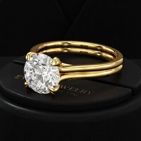 5 Carat Round Cut Lab Grown Diamond Twin Band Engagement Ring - Evara Jewelry LLC