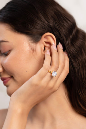 5 Carat Round Cut Lab Grown Diamond Twin Band Engagement Ring - Evara Jewelry LLC