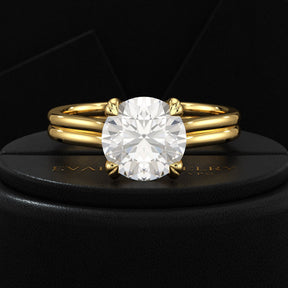 5 Carat Round Cut Lab Grown Diamond Twin Band Engagement Ring - Evara Jewelry LLC