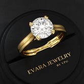 5 Carat Round Cut Lab Grown Diamond Twin Band Engagement Ring - Evara Jewelry LLC