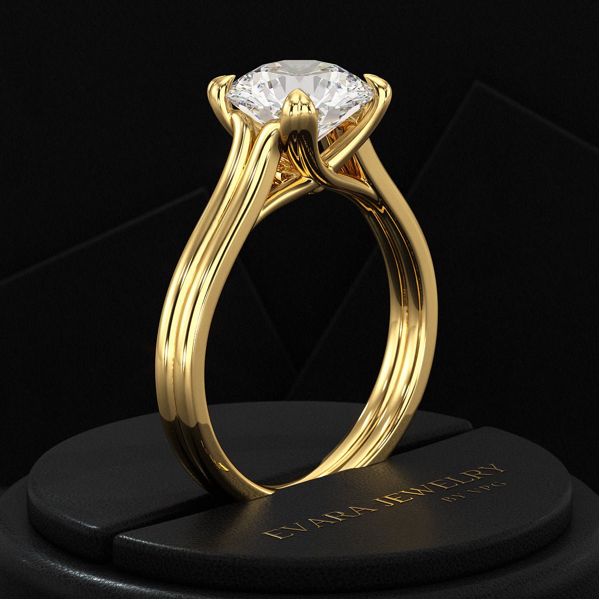 5 Carat Round Cut Lab Grown Diamond Twin Band Engagement Ring - Evara Jewelry LLC