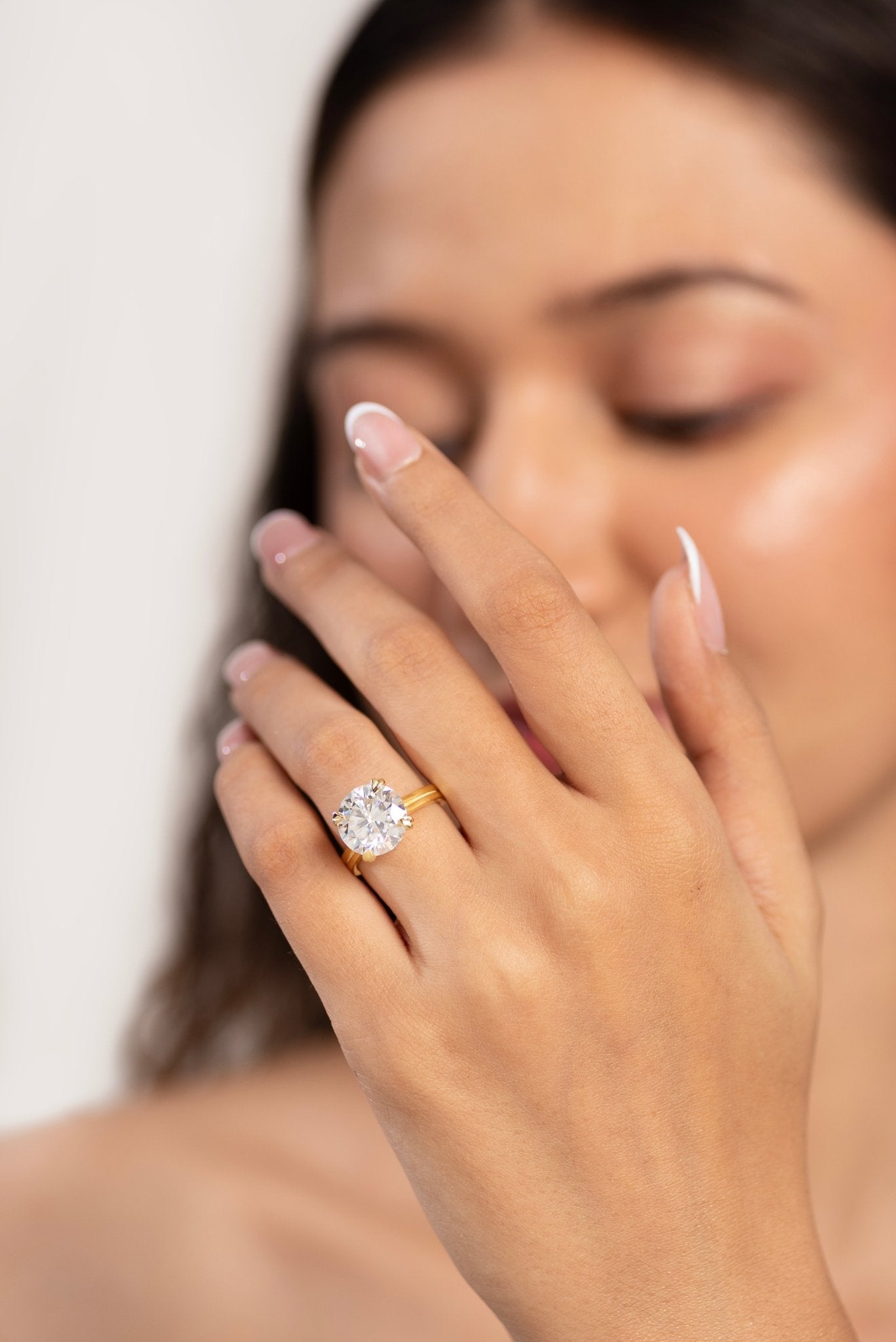 5 Carat Round Cut Lab Grown Diamond Twin Band Engagement Ring - Evara Jewelry LLC