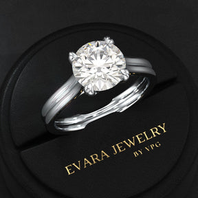 5 Carat Round Cut Lab Grown Diamond Twin Band Engagement Ring - Evara Jewelry LLC