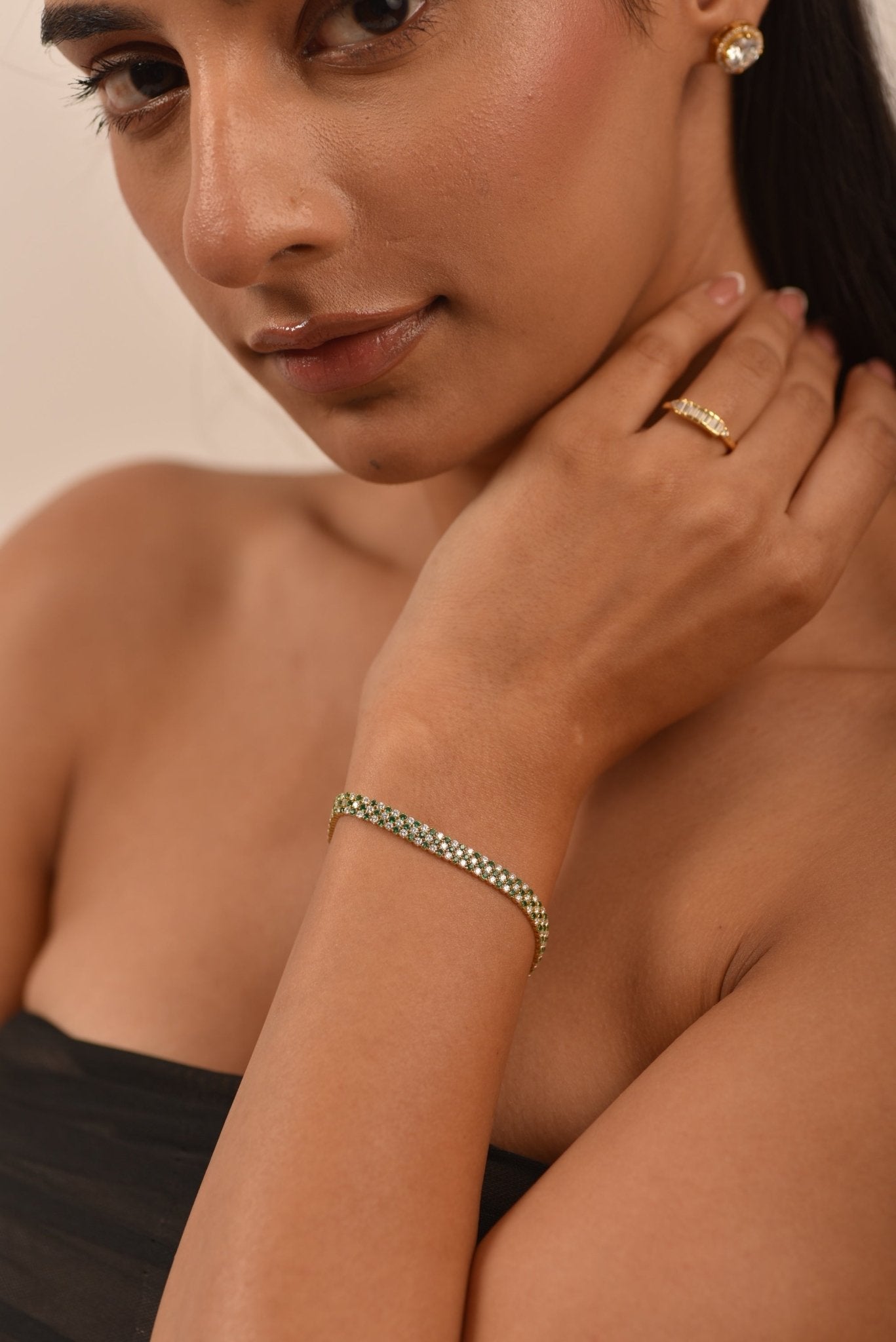 5 Carat Three Row Natural Emerald & Lab Grown Diamond Alternate Tennis Bracelet - Evara Jewelry LLC