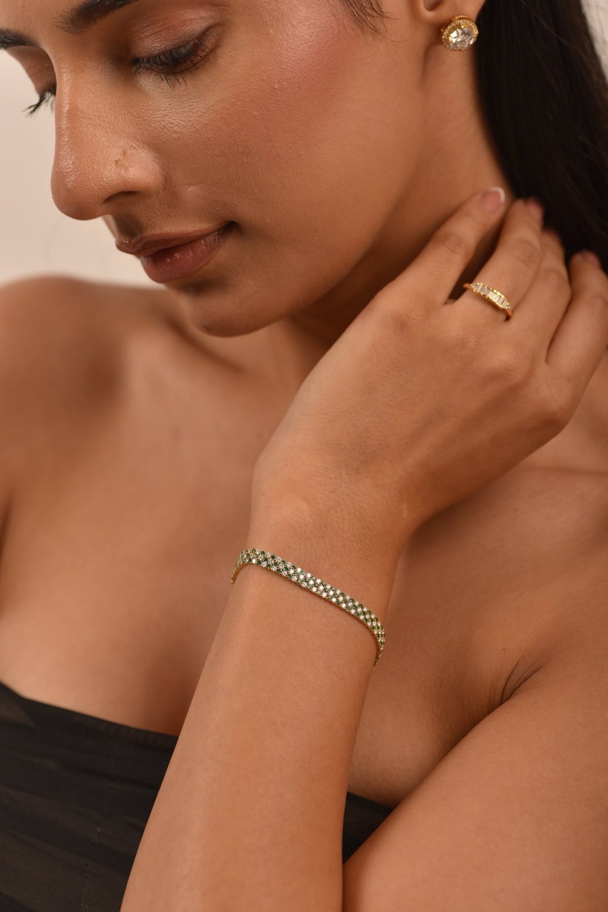 5 Carat Three Row Natural Emerald & Lab Grown Diamond Alternate Tennis Bracelet - Evara Jewelry LLC