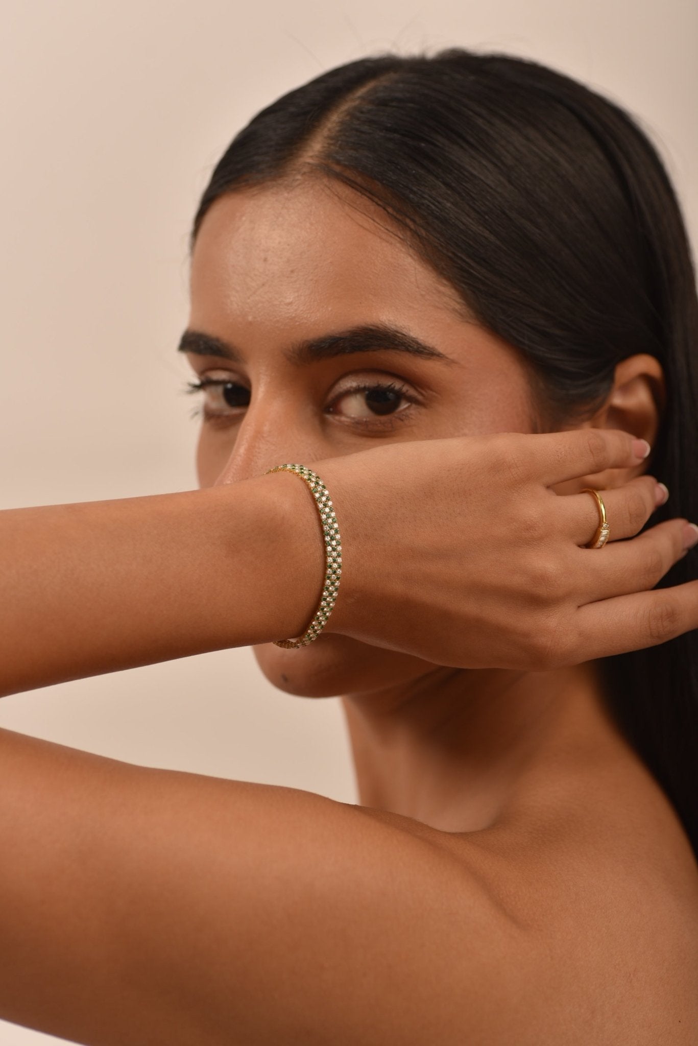 5 Carat Three Row Natural Emerald & Lab Grown Diamond Alternate Tennis Bracelet - Evara Jewelry LLC