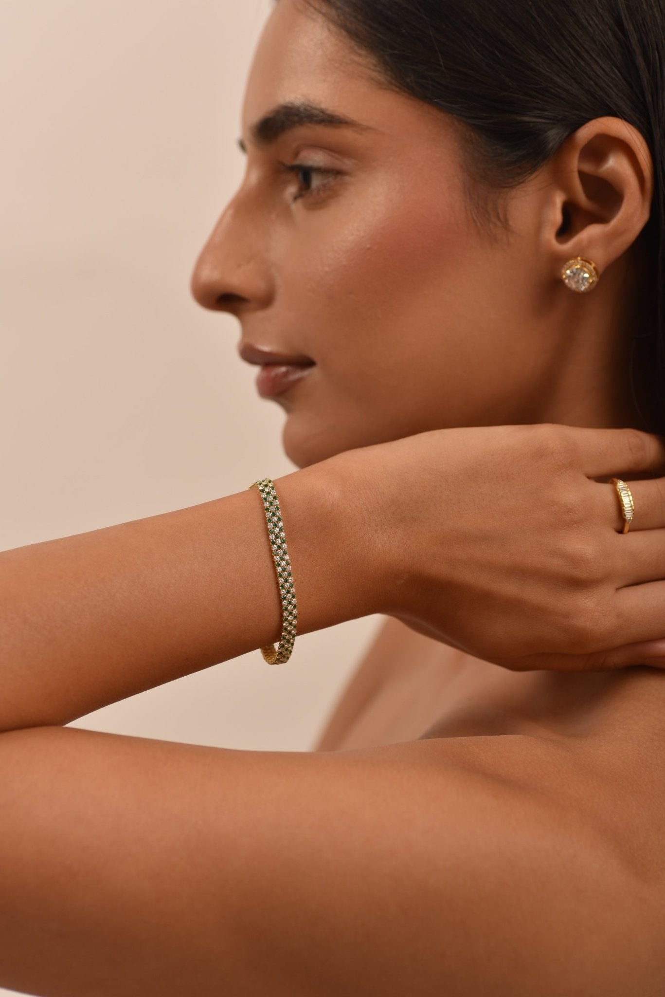 5 Carat Three Row Natural Emerald & Lab Grown Diamond Alternate Tennis Bracelet - Evara Jewelry LLC