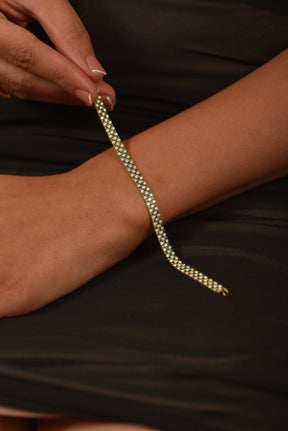 5 Carat Three Row Natural Emerald & Lab Grown Diamond Alternate Tennis Bracelet - Evara Jewelry LLC