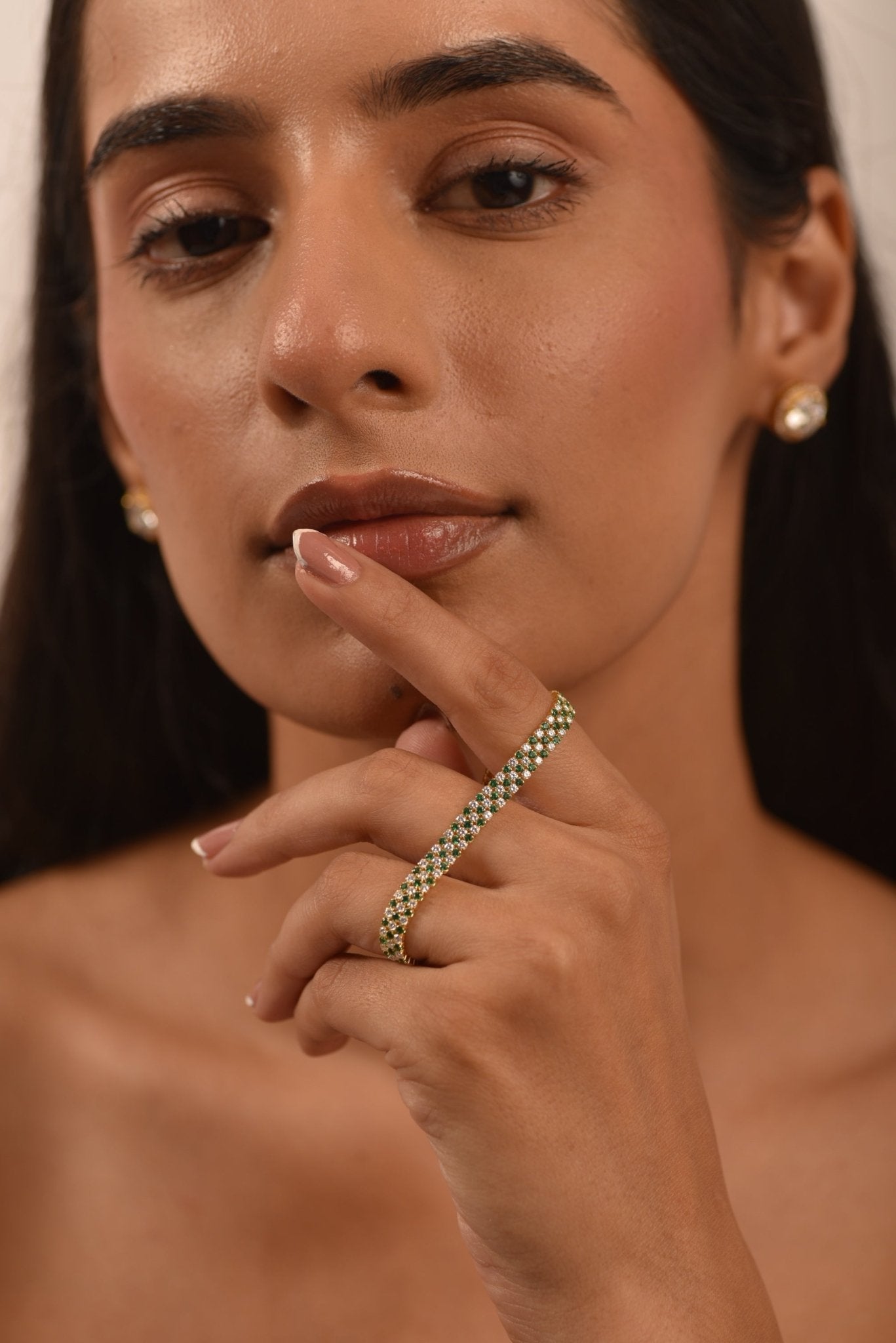 5 Carat Three Row Natural Emerald & Lab Grown Diamond Alternate Tennis Bracelet - Evara Jewelry LLC