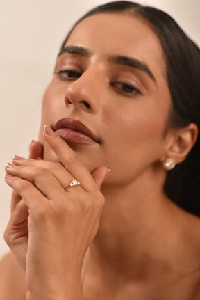 5 Stone Diamond Half Bezel Stacking Band - Evara Jewelry LLC