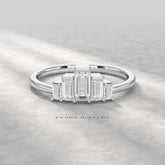 5 Stone Diamond Half Bezel Stacking Band - Evara Jewelry LLC