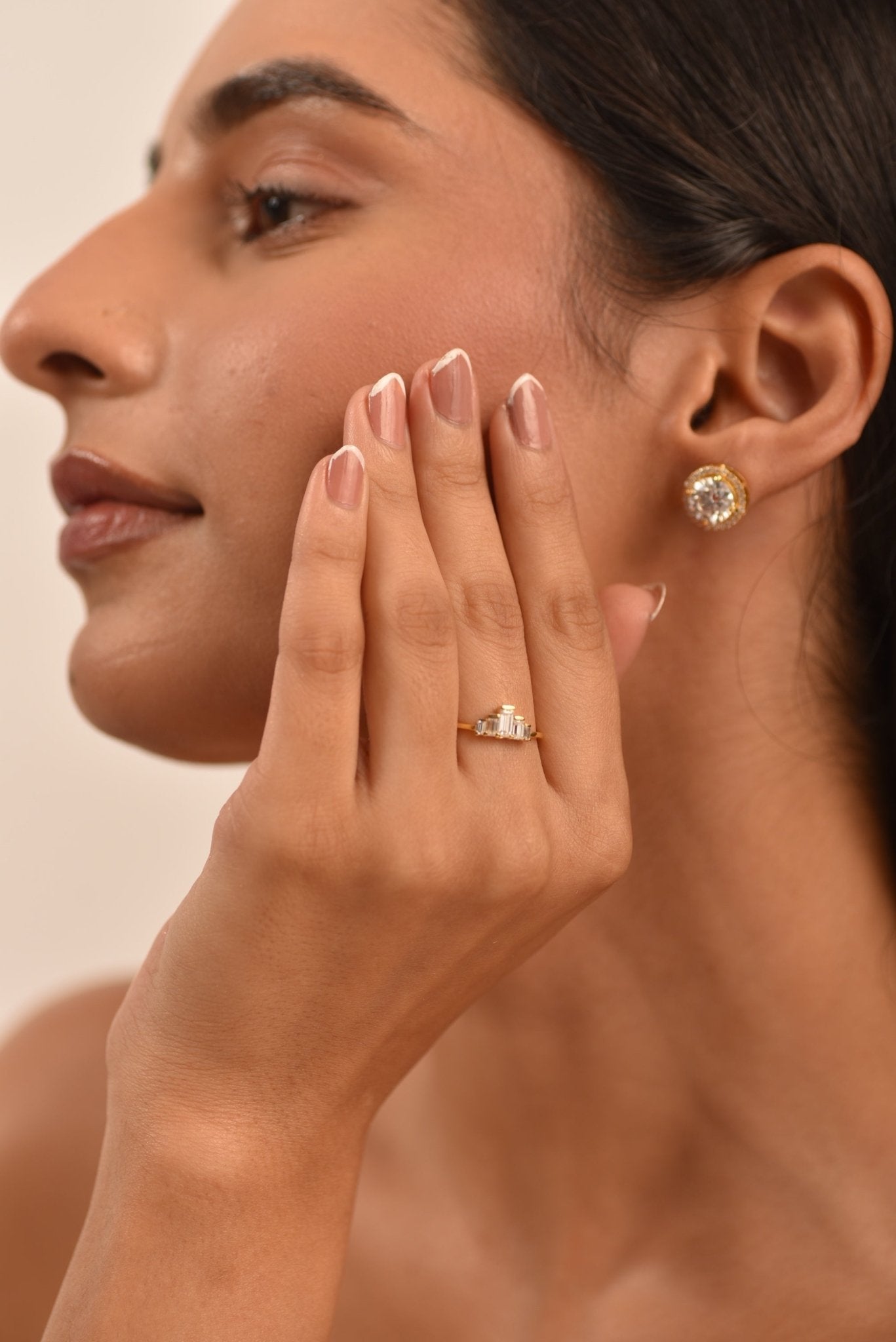 5 Stone Diamond Half Bezel Stacking Band - Evara Jewelry LLC