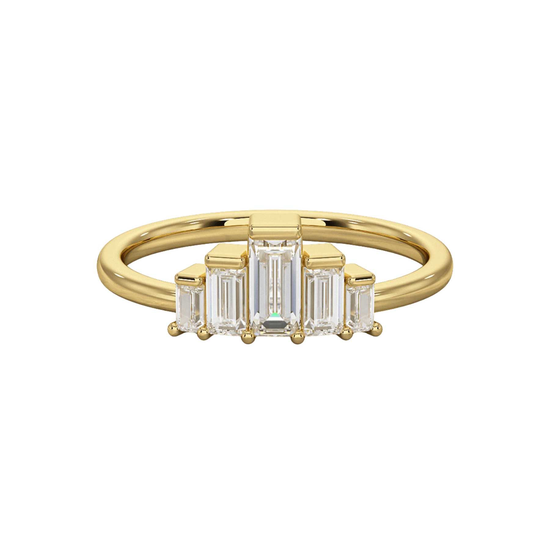 5 Stone Diamond Half Bezel Stacking Band - Evara Jewelry LLC