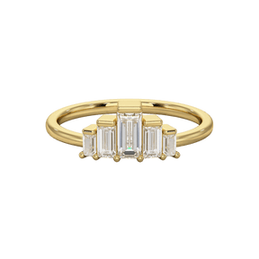 5 Stone Diamond Half Bezel Stacking Band - Evara Jewelry LLC