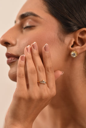 5 Stone Diamond Half Bezel Stacking Band - Evara Jewelry LLC